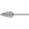 Pferd Carbide Bur - Tree Shape (Pointed), STEEL Cut - 5/8" x 1" x 1/4" Shank - SG-6 24838 - alternate 1